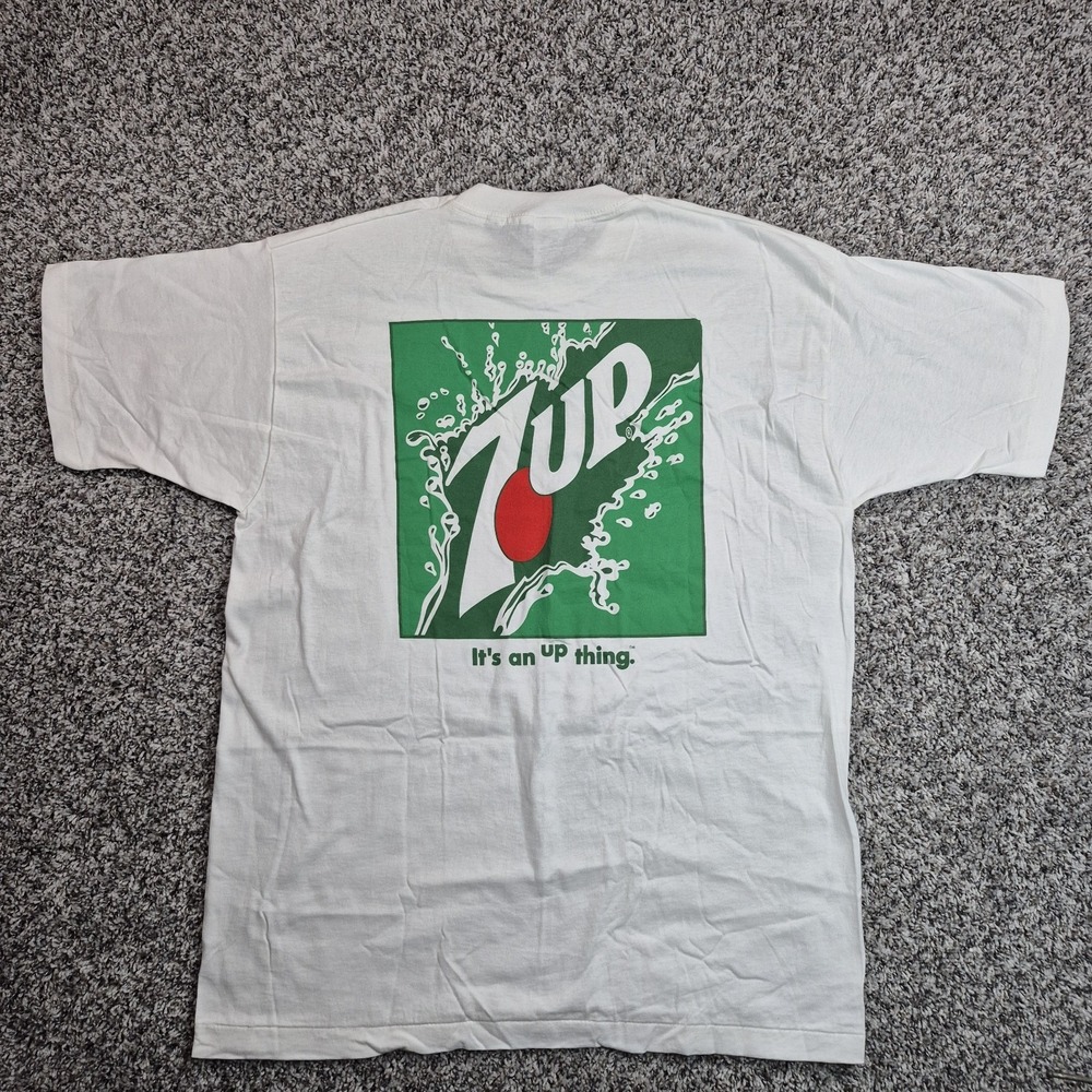 Vintage 7 Up Graphic T‎ Shirt Men's XL White  "Its An Up Thing" Single Stitch
